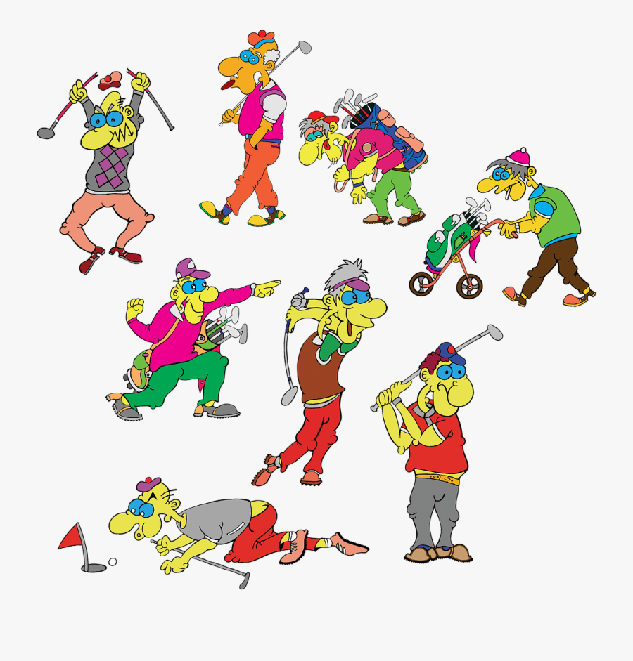 Golfers Athletes The Form Of Free Picture - Kreslený Športovci, Transparent Clipart