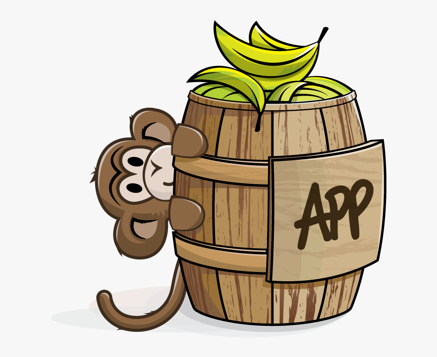 Monkey Illustration For Xamarin Bananas Barrel Monkey - Illustration, Transparent Clipart