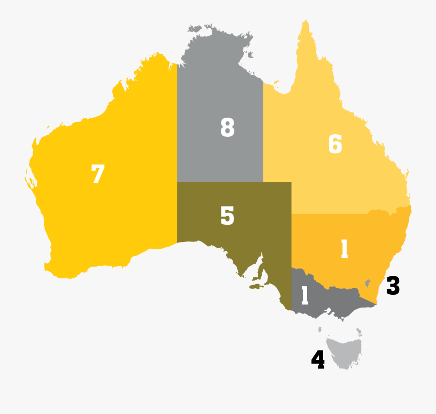 Australia Map With Rankings - Australia States Population 2019, Transparent Clipart