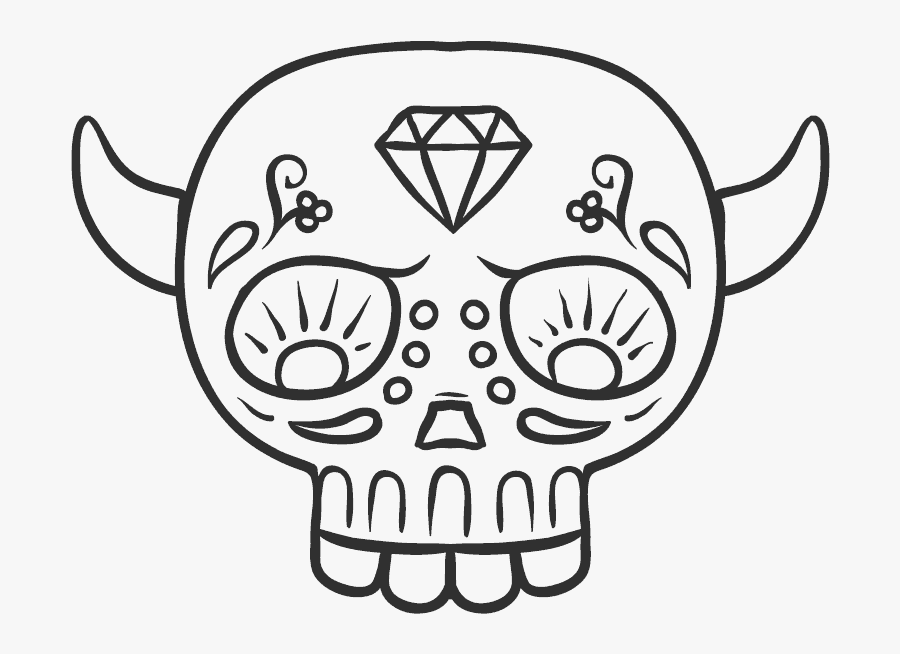 Transparent Simple Sugar Skull Clipart - Easy Sugar Skulls Drawings, Transparent Clipart