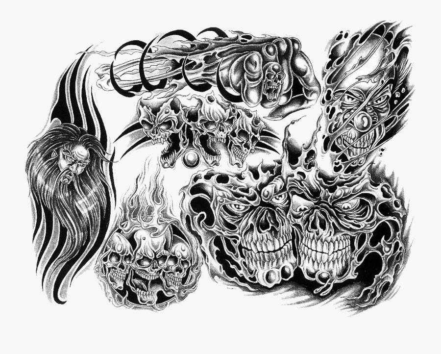 Clip Art Black And White Tattoo - Skull Tattoo Background Designs, Transparent Clipart