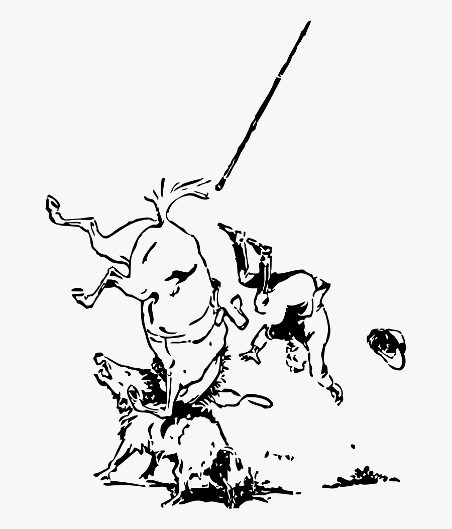 Horse With Hunter Logo Line Art, Transparent Clipart