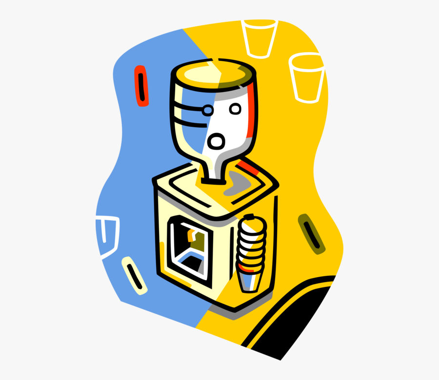 Vector Illustration Of Office Water Cooler Dispenses, Transparent Clipart