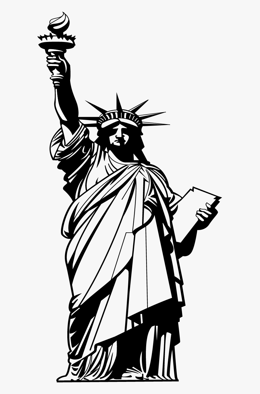 Statue Of Liberty Ellis - Statue Of Liberty Line Drawings, Transparent Clipart