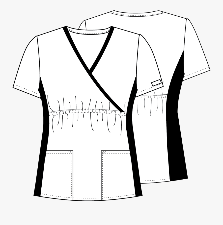 Mock Wrap Knit Panel Top - Monochrome, Transparent Clipart