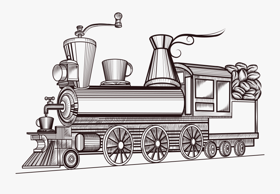 Vector Steam Retro - Spalvinimas Traukinys, Transparent Clipart