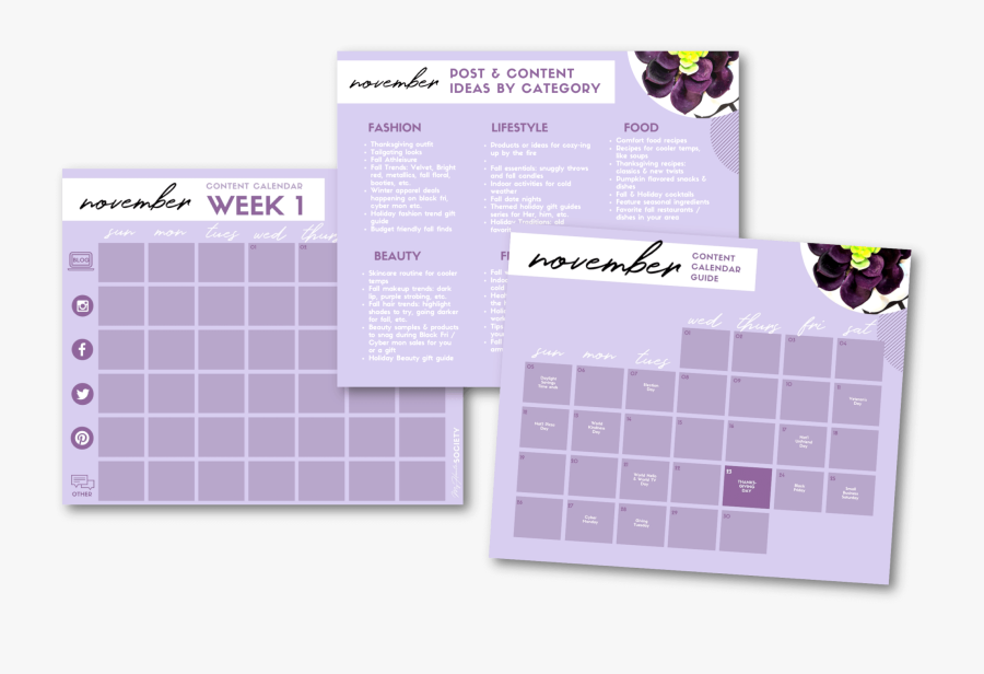 November Content Creation Guide - Paper, Transparent Clipart