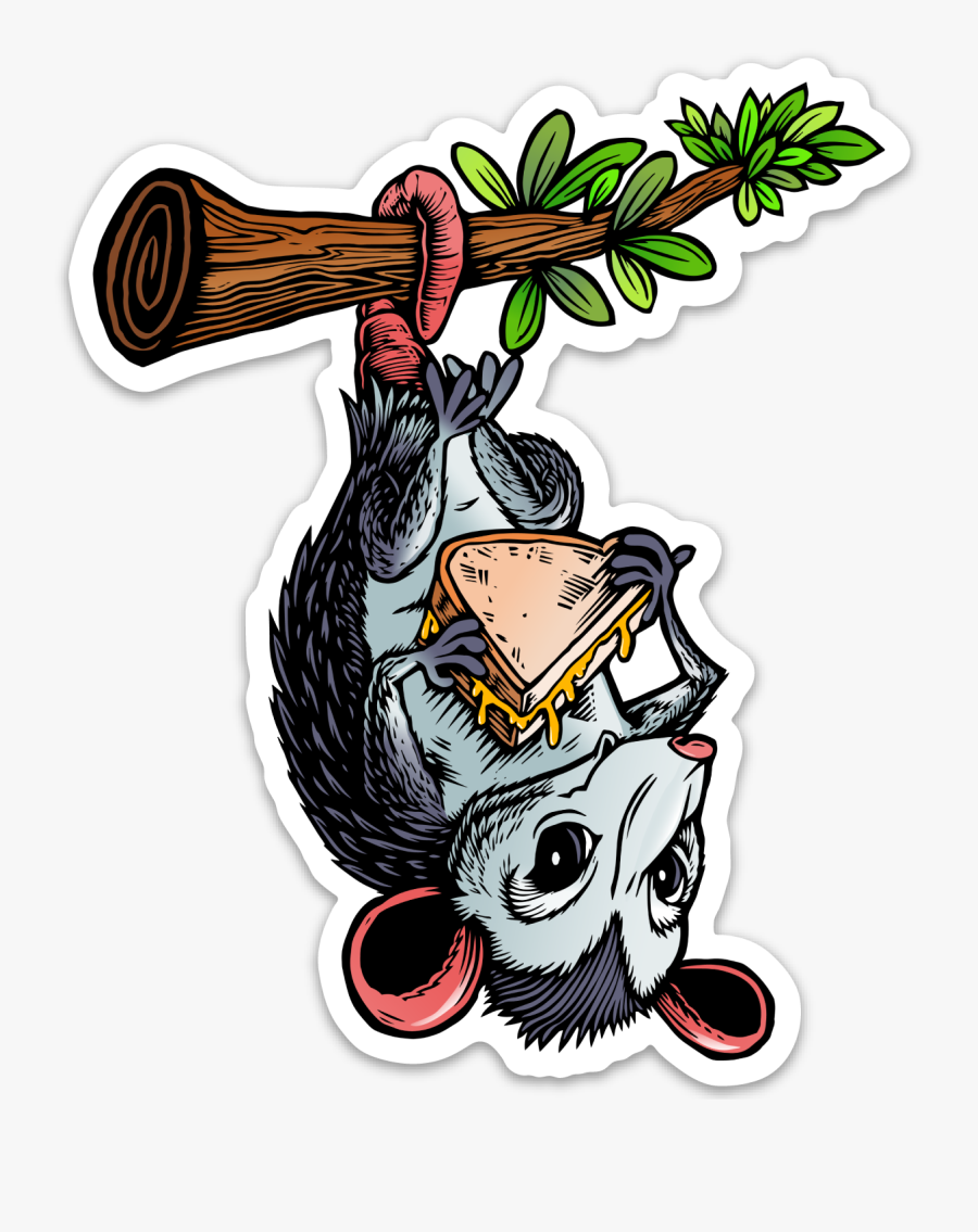 Image Of Opossum Eating Grilled Cheese Sticker, Transparent Clipart