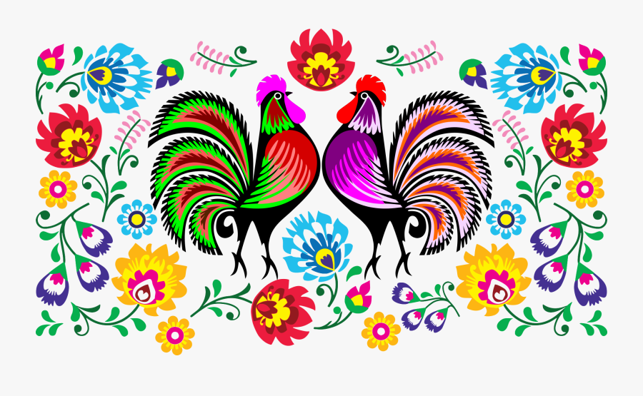 Rooster Clipart Colourful - Ludowe Png, Transparent Clipart