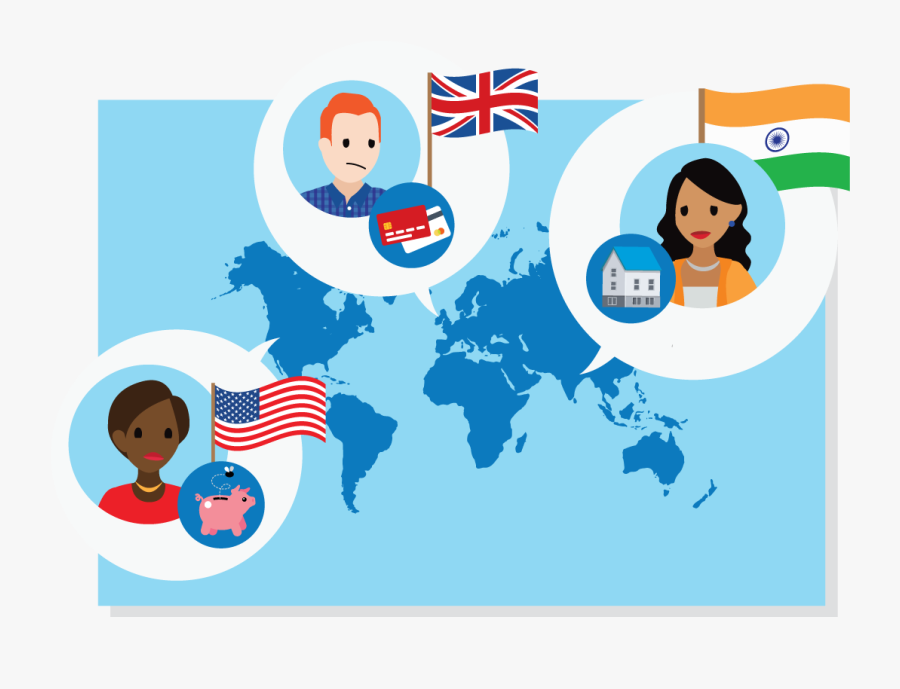 People Worrying About Money Across The Globe - World Map, Transparent Clipart