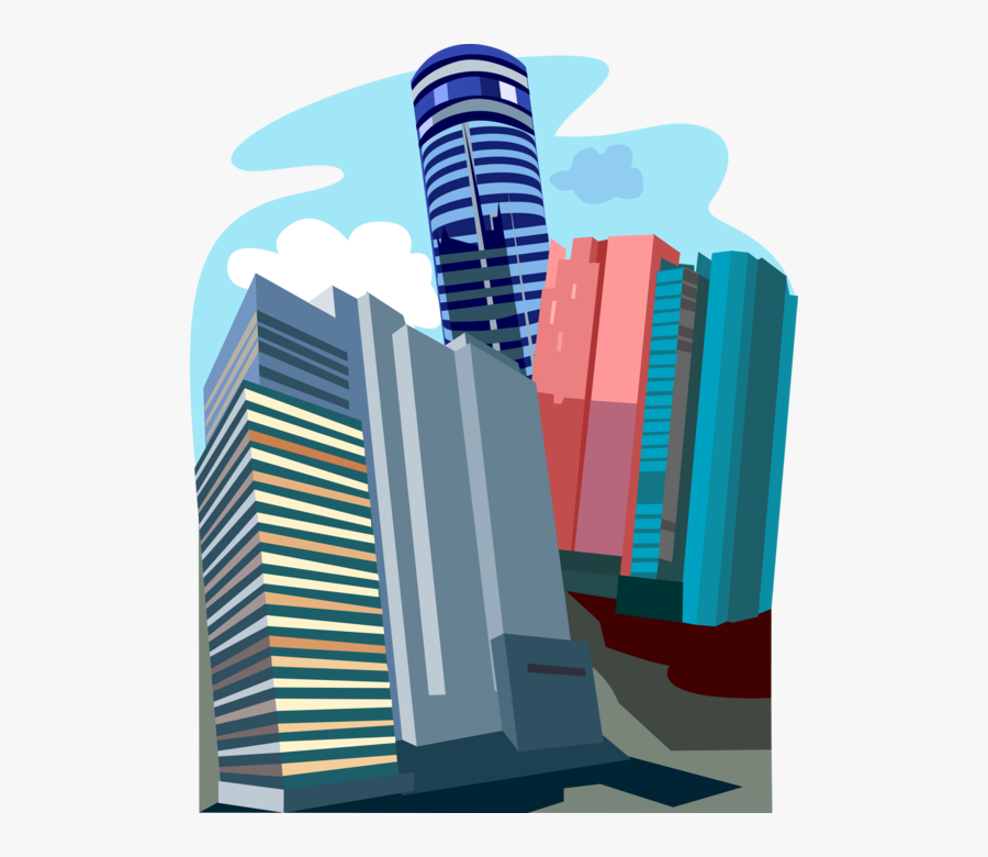 Vector Illustration Of Hong Kong Office Skyscraper - Graphic Design, Transparent Clipart