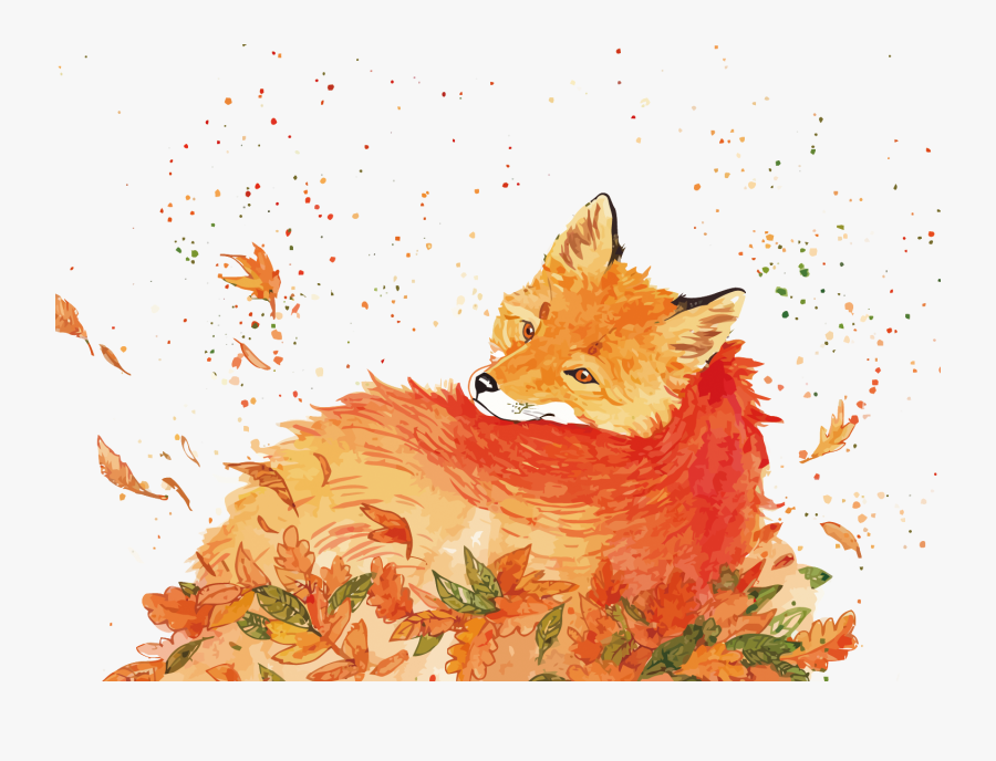 Watercolour Fox Clip Art, Transparent Clipart