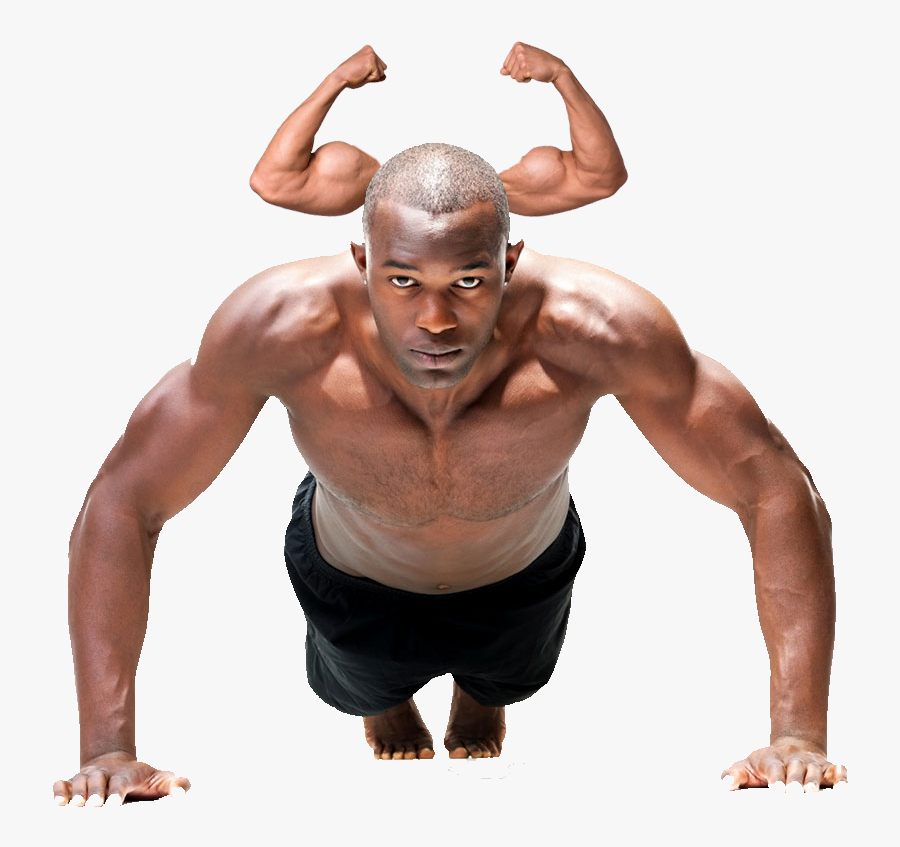 Aerobic Exercise Push-up Man Black - Gym Black Man Working Out, Transparent Clipart