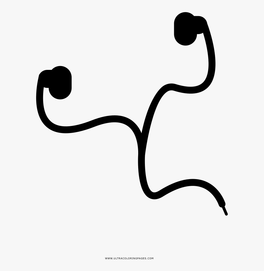 Earbuds Coloring Page, Transparent Clipart