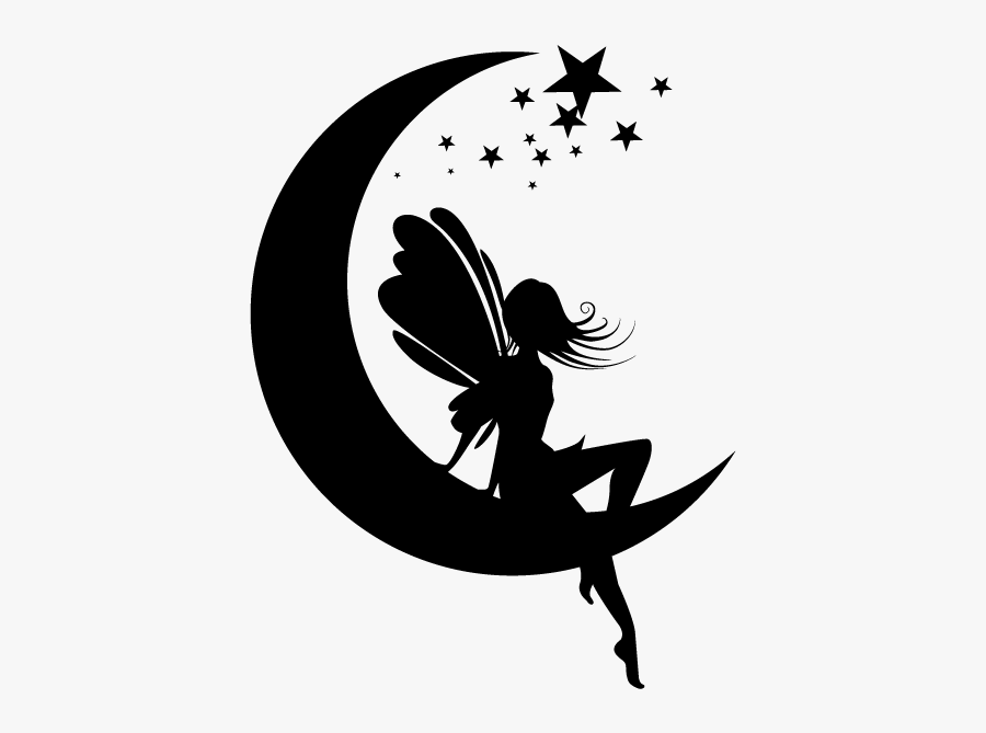 Fairy Papercutting Silhouette - Fairy Silhouette Sitting On A Mushroom, Transparent Clipart