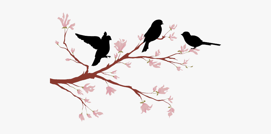 Lovebird Branch Silhouette - Bird On Branch Vector, Transparent Clipart