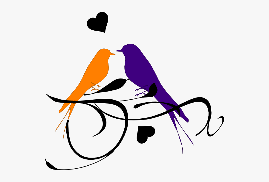 Birds On A Branch Silhouette Clipart , Png Download - Wedding Love Birds Silhouette, Transparent Clipart