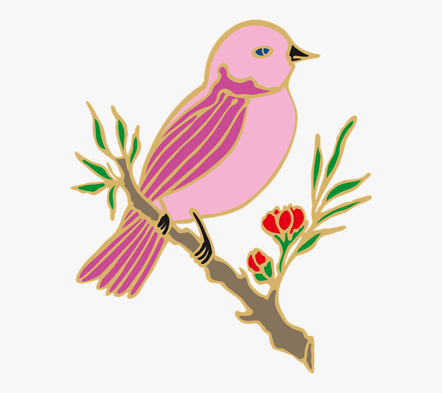 Bird, Branch, Flower, No Background, Foliage, Tree - Bird Silhouette On Branch, Transparent Clipart