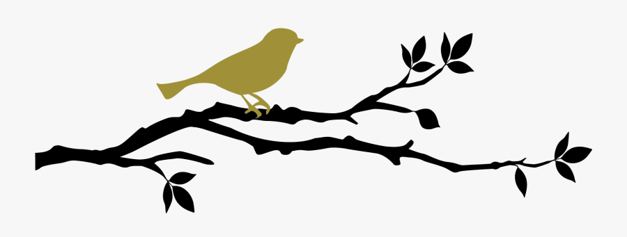 Woodland Bird On Branch Art Decal - Bird And Branch Tattoos, Transparent Clipart