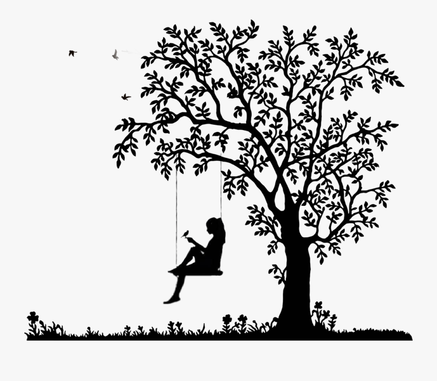 #ftestickers #birds #tree #silhouette #bird #swing - White Tree Clip Art, Transparent Clipart