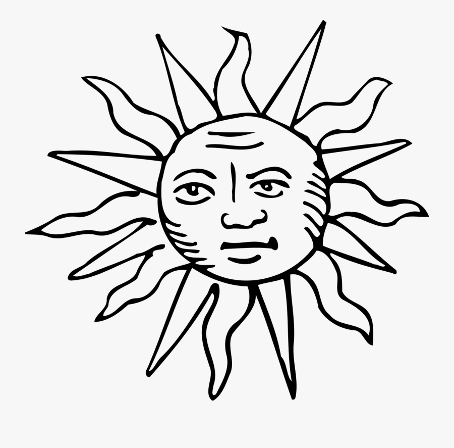 Cartoon Sun Picture Black And White, Transparent Clipart