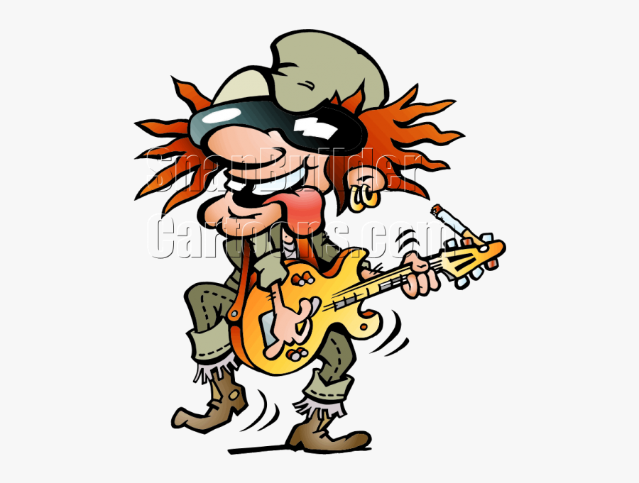 Guitar Rock Player - Cartoon Guitars Players, Transparent Clipart