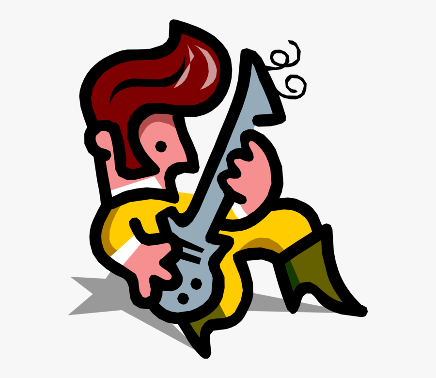 Vector Illustration Of Rock Musician Playing Electric - Rock N Roll Guy Vector, Transparent Clipart