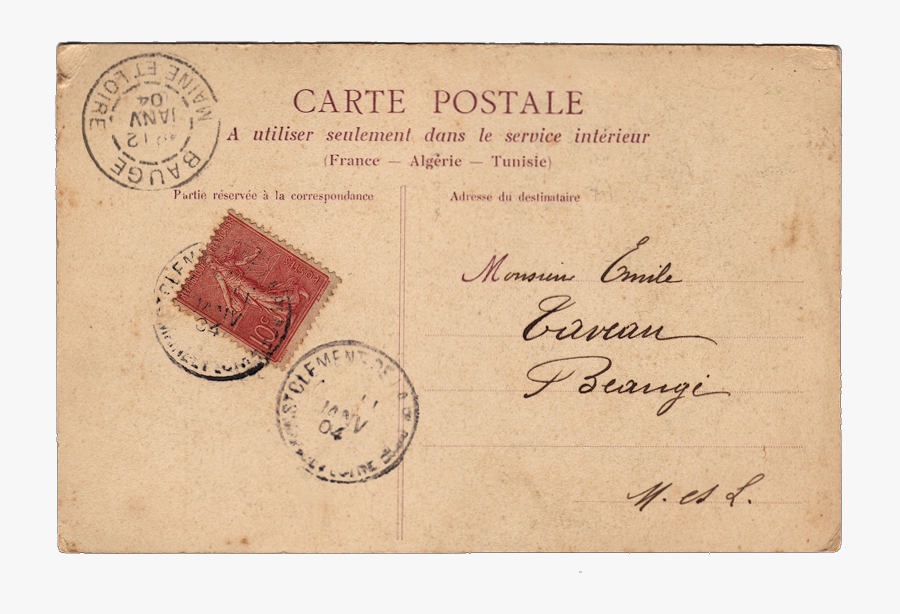 Vintage Ephemera Clip Art - Carte Postale Vintage, Transparent Clipart