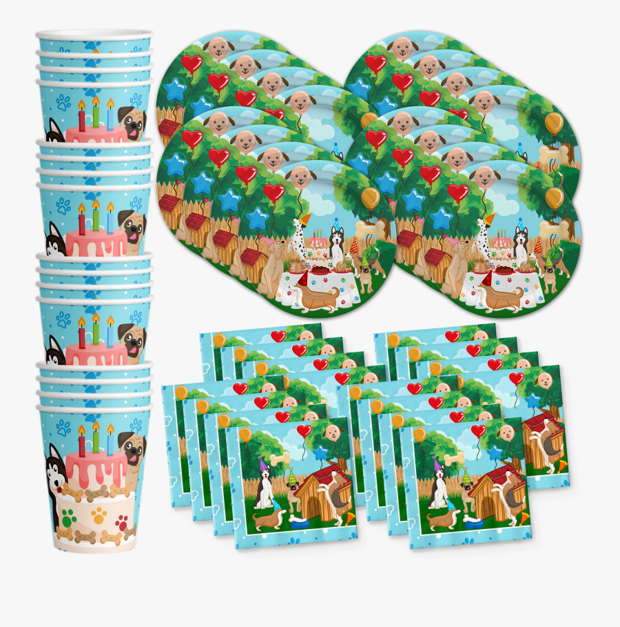 Puppy Dog Birthday Party Tableware Kit For 16 Guests - Heart, Transparent Clipart