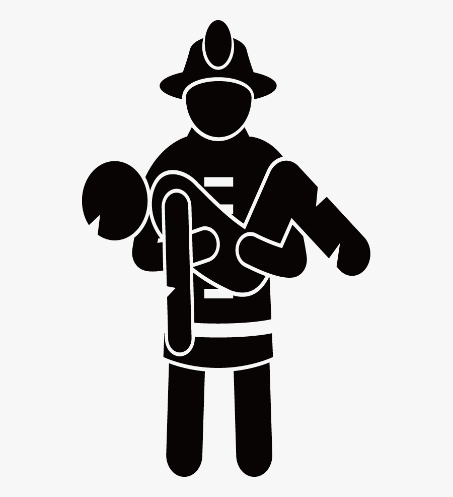 Firefighter Rescue Firefighting Accident - Firefighter Black And White Rescue, Transparent Clipart