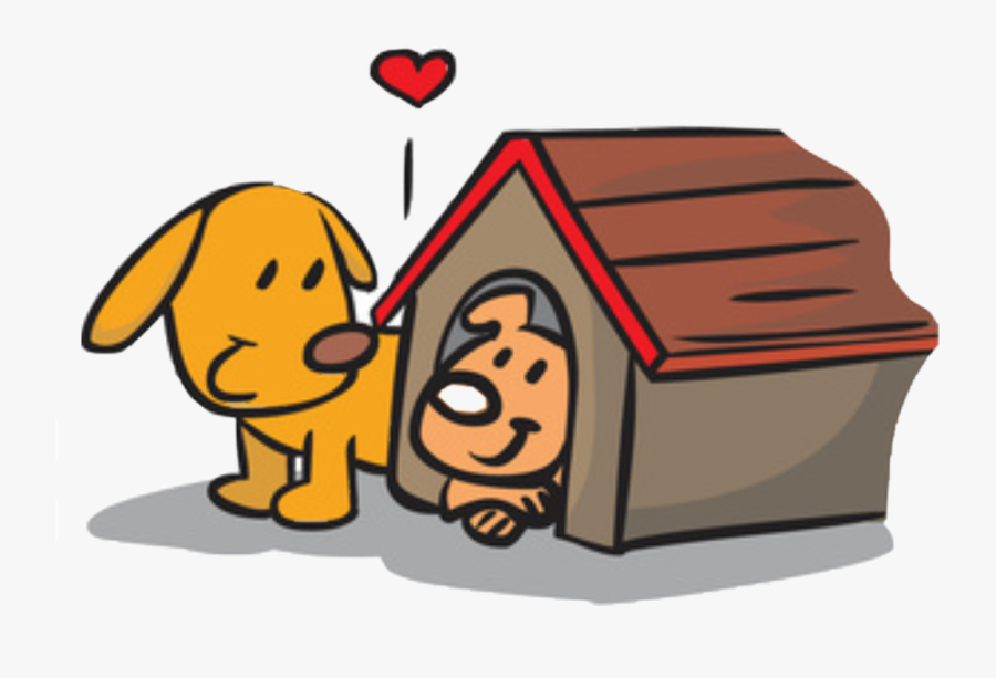 Father Dog Smiling At His Puppy In A Dog House, Advance - Two Dogs Clip Art, Transparent Clipart