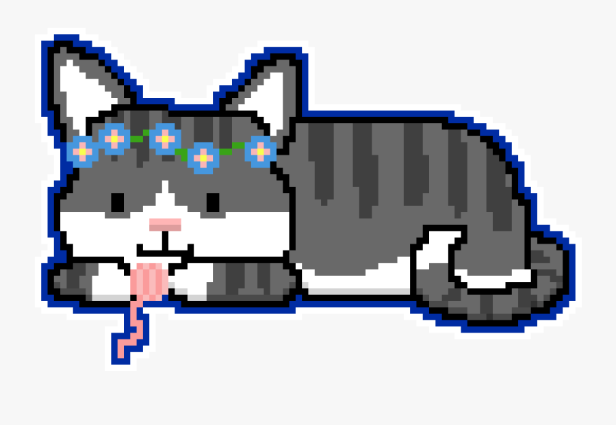 Pixel Art Cat Sleeping, Transparent Clipart