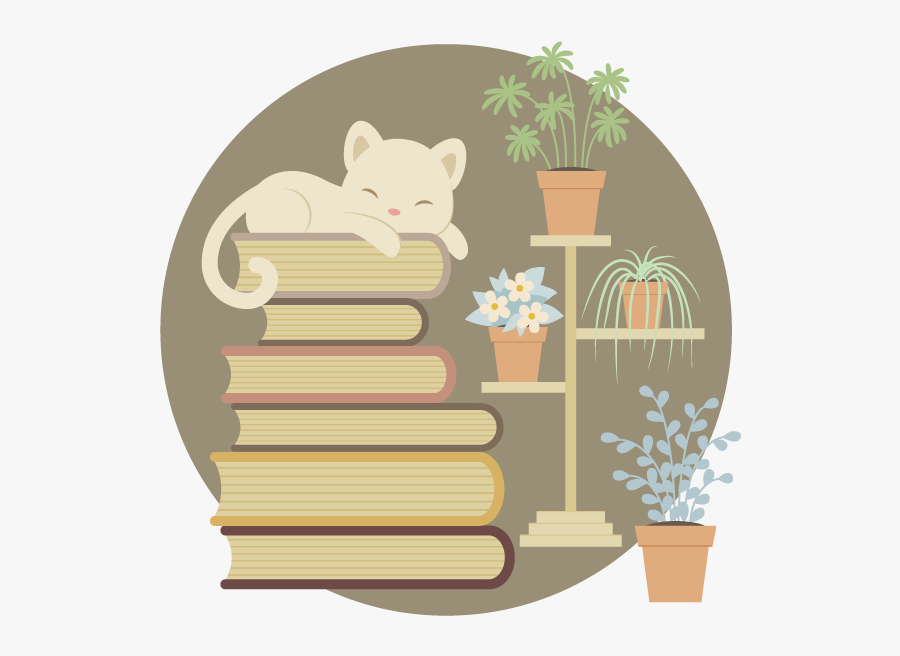 Illustration Cat And Book, Transparent Clipart