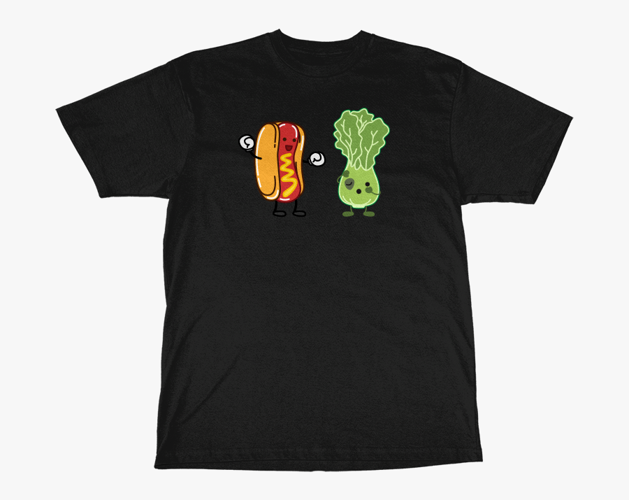 Hot Dog Vs Salad Tee Black - Active Shirt, Transparent Clipart