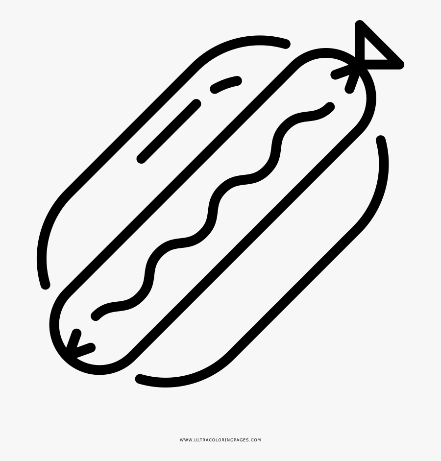 Hot Dog Coloring Page - Line Art, Transparent Clipart
