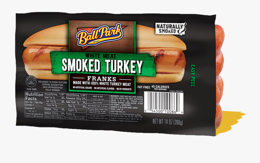 Smoked White Turkey Franks - Ball Park Turkey Hot Dogs, Transparent Clipart
