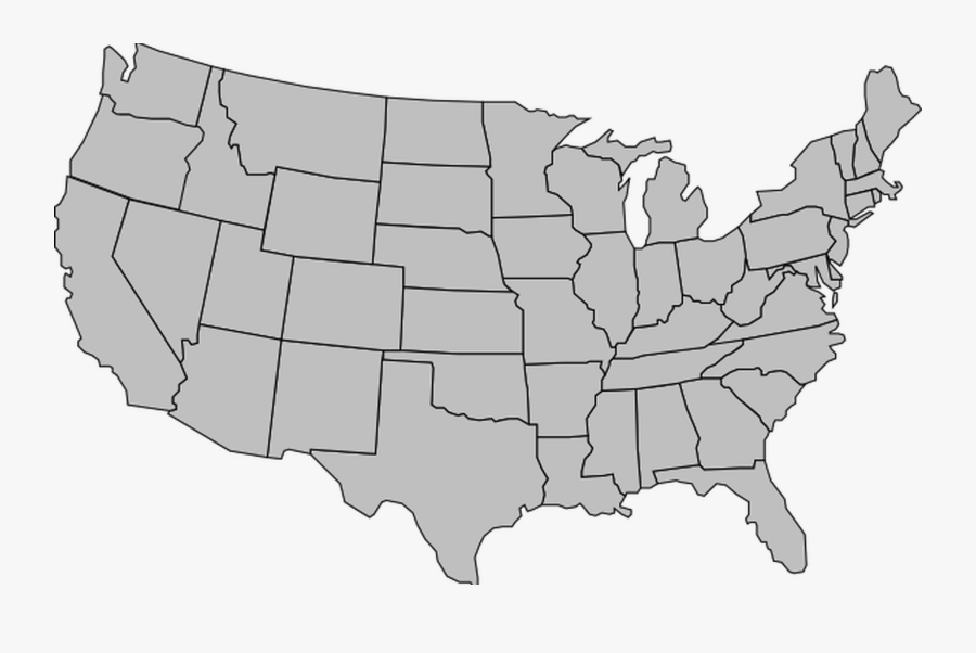 United States Of America Map Outline Gray Clip Art - Gray Map Of Usa, Transparent Clipart