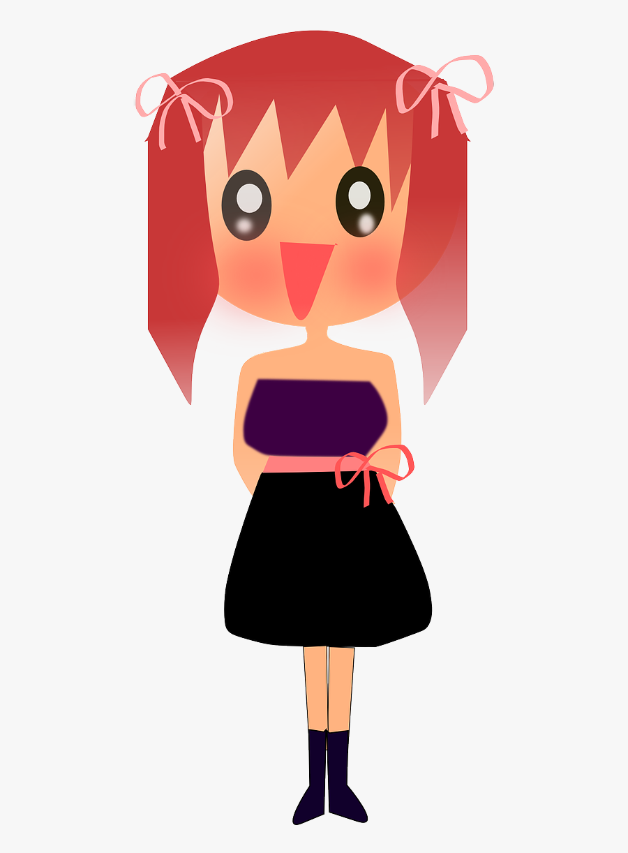 Anime Girl Readhead Black Free Picture - Con Gai Hoat Hinh, Transparent Clipart