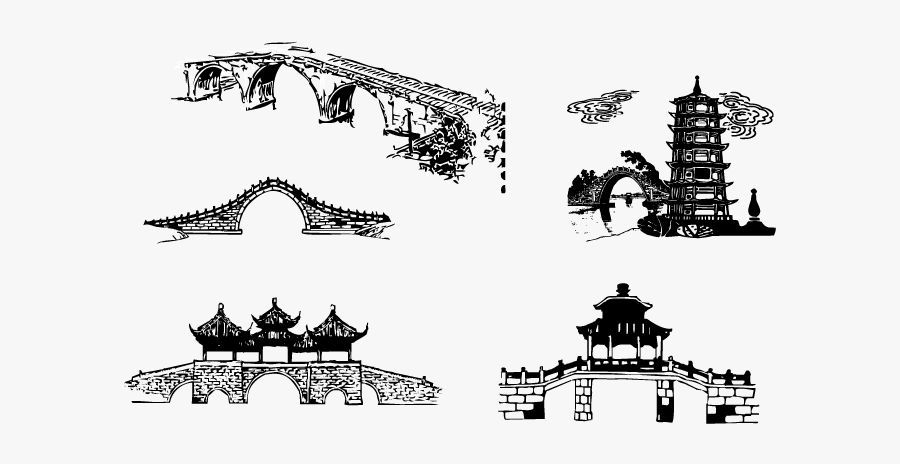Free Vector Chinese Traditional Architectural Arch - Old Bridge In China, Transparent Clipart