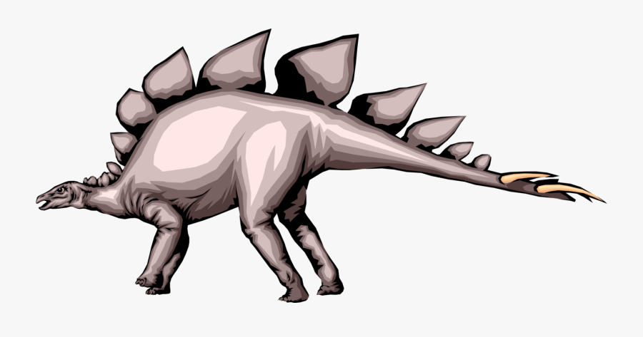 Vector Illustration Of Prehistoric Stegosaurus Dinosaur - Cartoon, Transparent Clipart