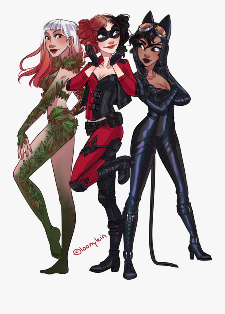 Cosplay Poison Ivy Catwoman Harley Quinn - Poison Ivy And Harley Quinn And Catwoman, Transparent Clipart