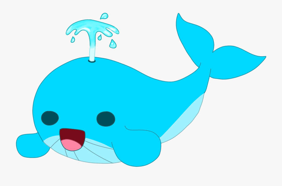 Kawaii Blue Whale Spouting - Cartoon, Transparent Clipart