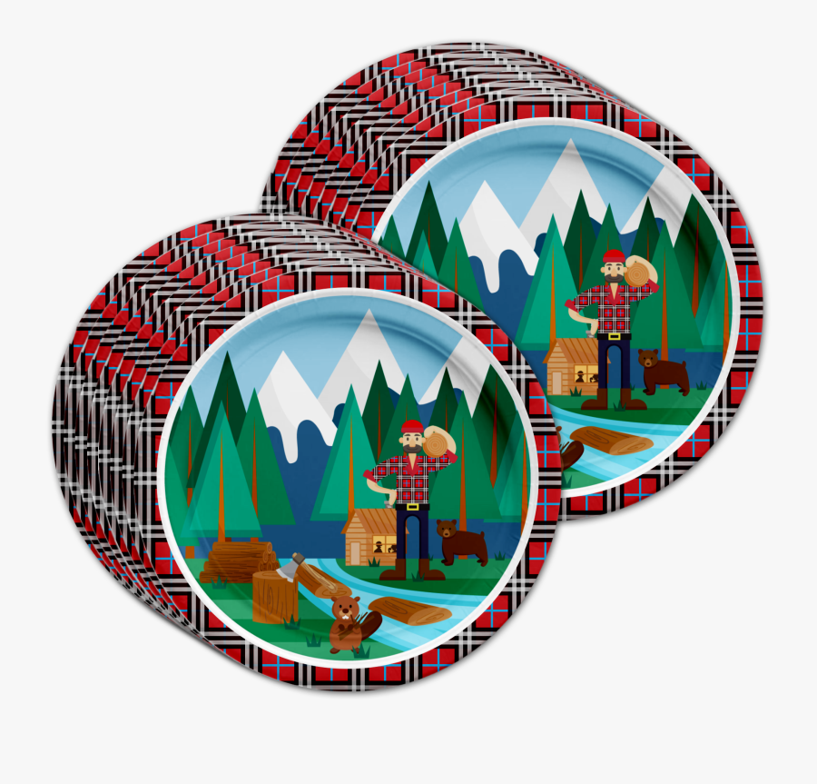 Lumberjack Birthday Party Tableware Kit For 16 Guests - Circle, Transparent Clipart