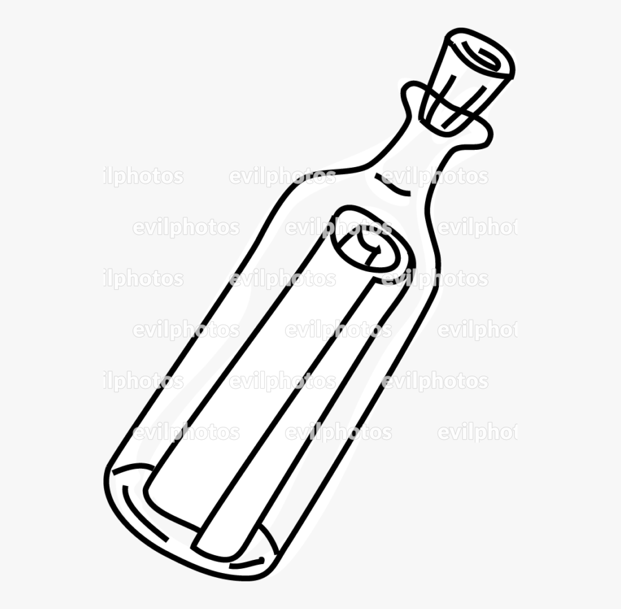 Message In A Bottle Drawing Vector And Stock Photo - Line Art, Transparent Clipart