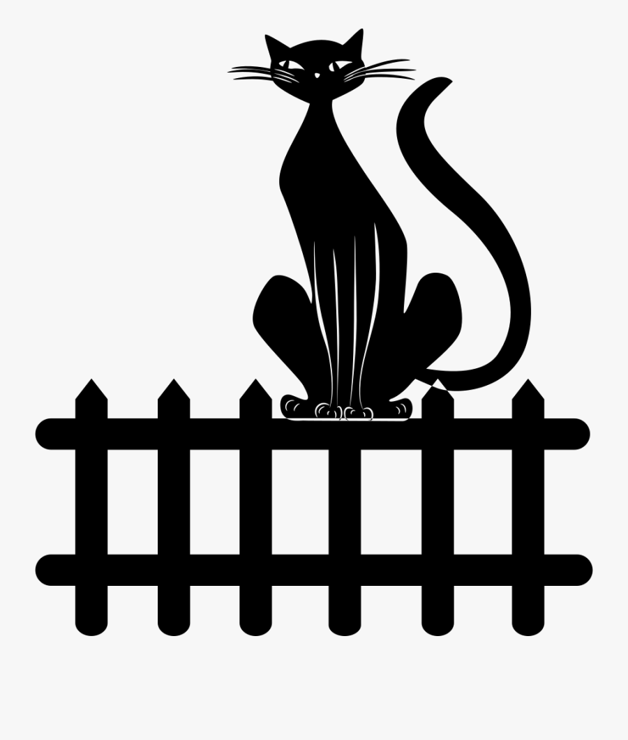 Black Cat On Fence - Halloween Black Cat Png, Transparent Clipart