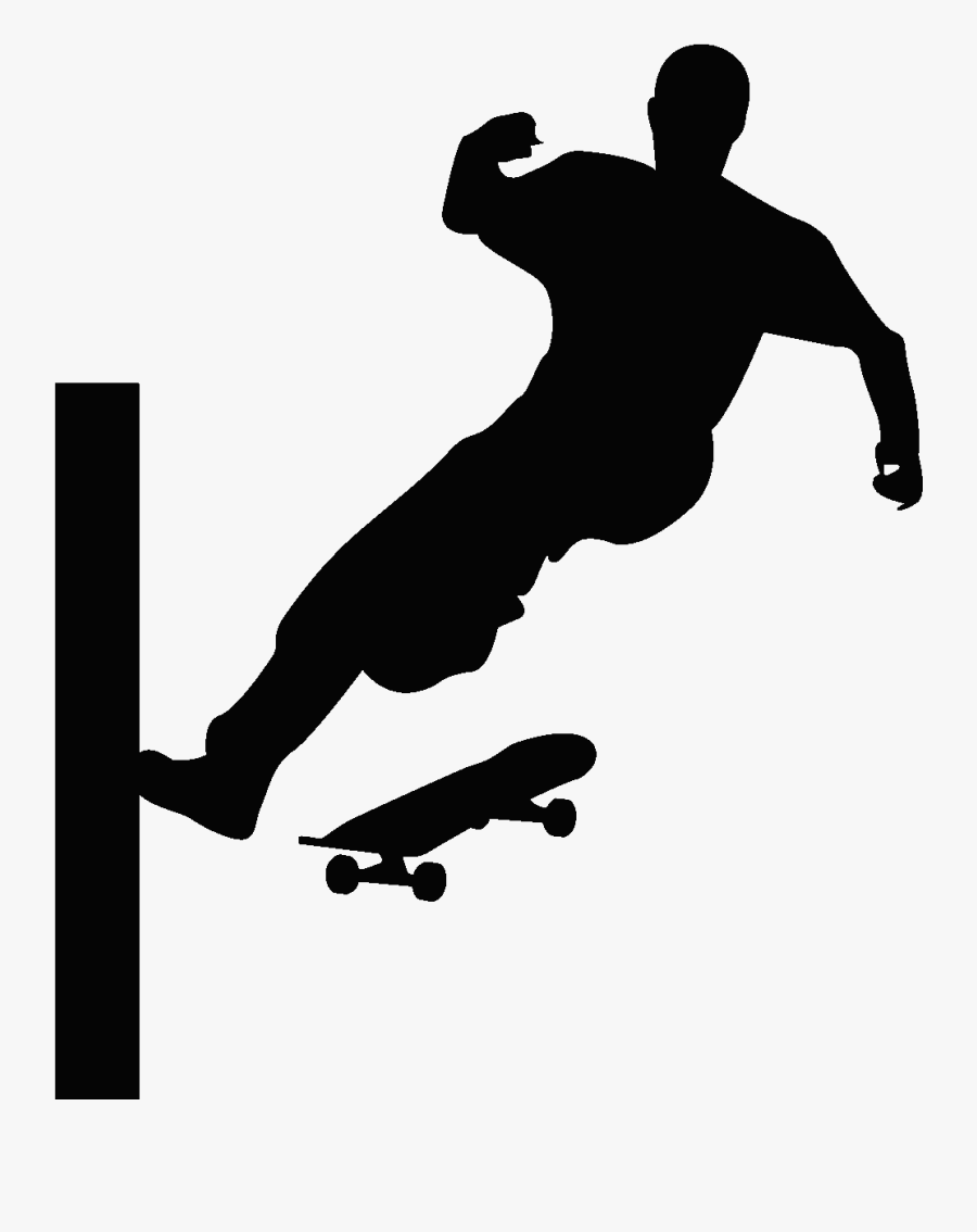 Sticker Silhouette Joueur De Skateboard Ambiance Sticker - Parkour Transparent, Transparent Clipart