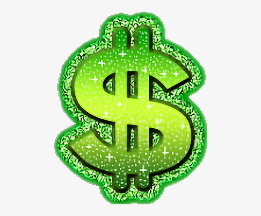 #money #dollarsign #cash #mula #dinero #sparkle #tumblr - Green Dollar Sign Png, Transparent Clipart