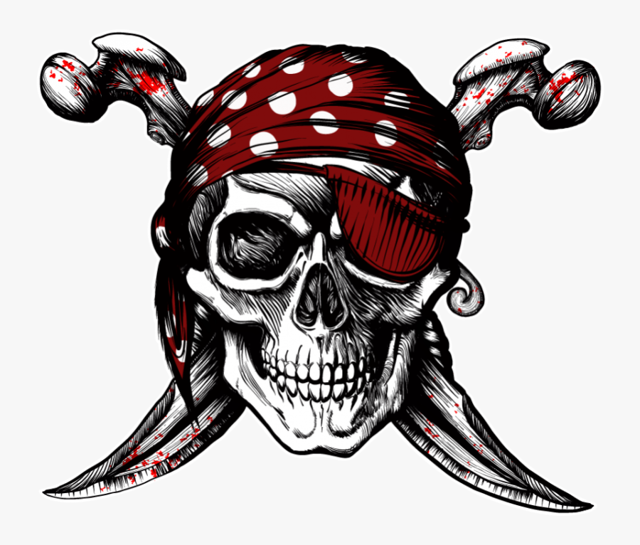 Drawing Pirates Pirate Head - Simple Jolly Roger Tattoo, Transparent Clipart