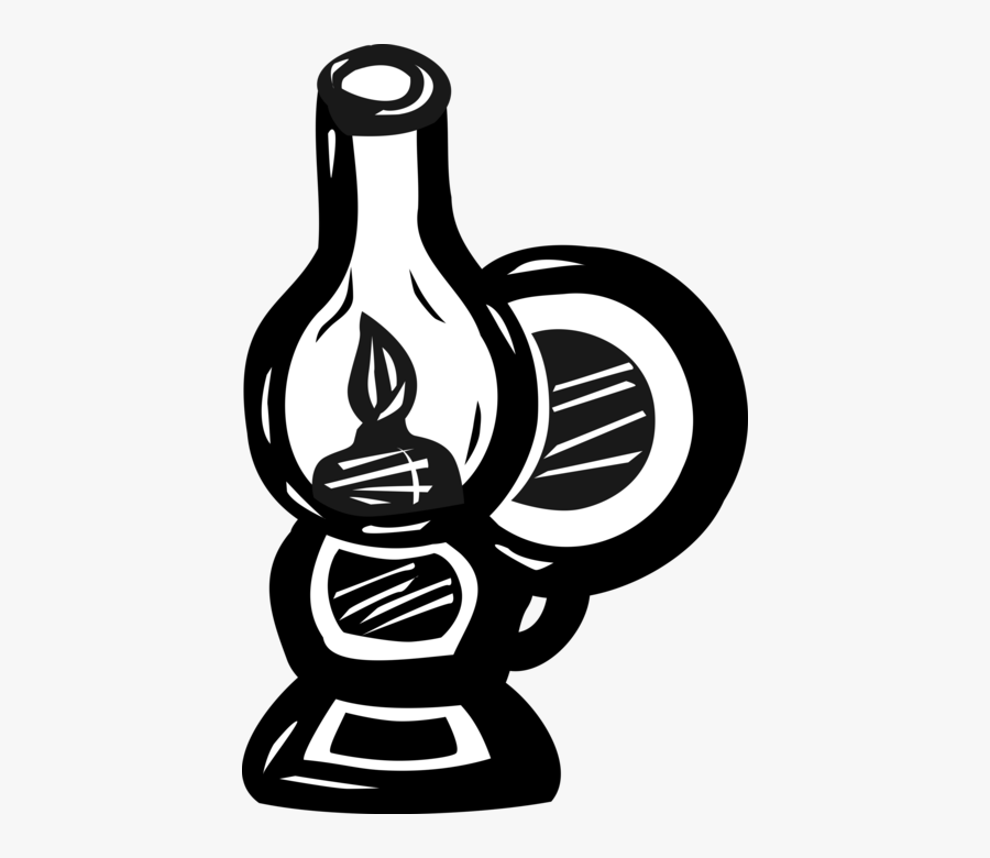 Vector Illustration Of Kerosene Oil Lamp Hurricane - Emblem, Transparent Clipart