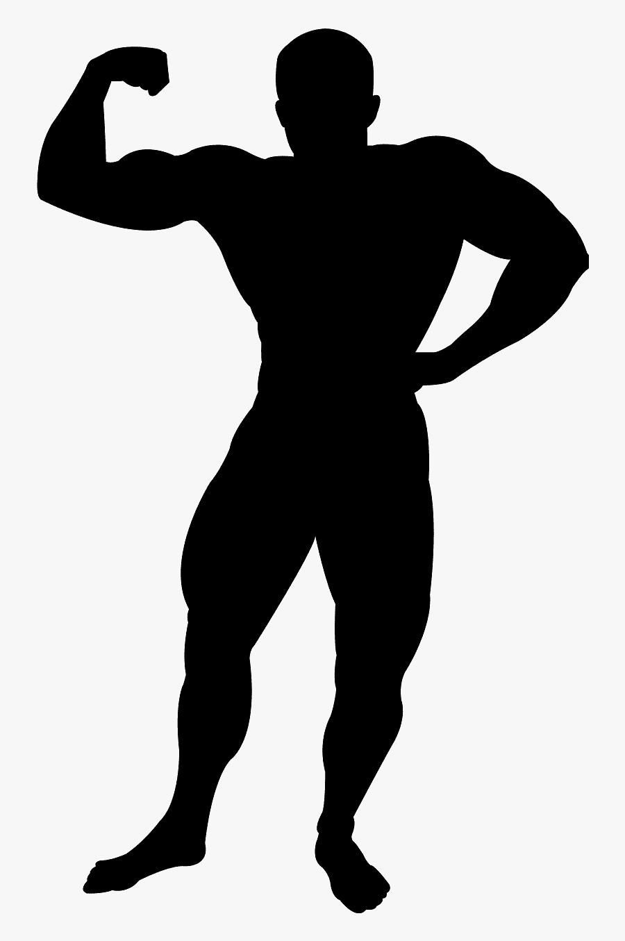 Silhouette Muscular Man Transparent Background, Transparent Clipart